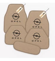 Opel Logolu Araç İçi Halı Paspas Seti 5 Parça – Kaymaz, Su Geçirmez, Kolay Temizlenen Malzeme (Bej)
