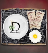 Kişiye Özel Tasarım Fincan&Papatya Mum&Türk Kahvesi Hediye Seti