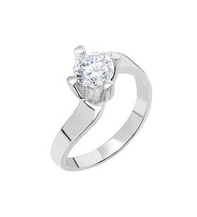 Starlight Diamond Pırlanta Montür Asimetrik 925 Ayar Gümüş Bayan Tektaş Yüzük