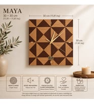 Maya Collection – Doğal Maun ve Meşe Ahşap Kaplama Duvar Saati