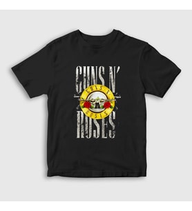 Presmono Unisex Çocuk Siyah Bullet Guns N' Roses T-Shirt 56393tt