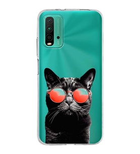 PrintiFy Xiaomi Redmi 9T ile Uyumlu 1mm Slim Fit Kedi 3 050d Baskılı Şeffaf  Kılıf