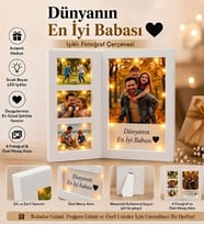 Babalar Günü Özel Tasarım 4 Fotoğraflı LED Işıklı Anı Çerçevesi – Kişiye Özel Kolaj Hediye Babaya Hediye