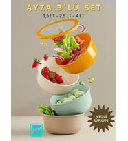Erzak Saklama Kabı Seti - Ayza 3 Parça 1500 ML, 2500 ML, 4500 ML (Krem)