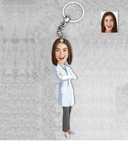 Kişiye Özel Kadın Doktor Ahşap Anahtarlık-1