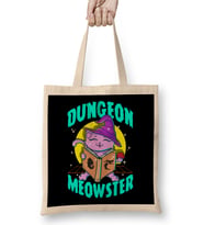 Cute & Funny Dungeon Meowster Gamer Cat Pun Bez Çanta Uzun Saplı
