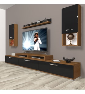 Decoraktiv Ekoflex 270DA Mdf Tv Ünitesi Tv Sehpası - Ceviz Siyah (Siyah - Ceviz)