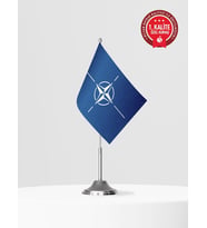 Nato Tekli Masa Bayrağı Set - Saten Kumaş 1. Kalite