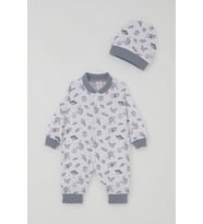Breeze Erkek Bebek Tulum Uzay Temalı Minik Astronot Desenli 0-6 Ay, Beyaz
