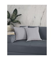 Bergama Gri 2'li Ponponlu Kırlent Kılıfı 45 x 45 cm Yastık Minder Kılıfı Fermuarlı Püsküllü