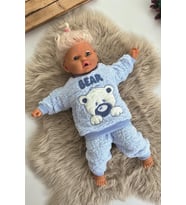 Kışlık Bebek Takımları Çocuk Giyim Bebek Kıyafeti Çocuk Kostümü welsoft takım Welsoft Peluş Unisex (Mavi)