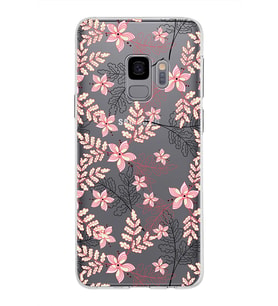 Samsung Galaxy S9 Kapak Floral Kırmızı Tasarımlı Şeffaf Silikon Kılıf
