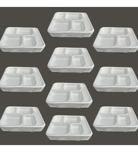 Dağyüce Tek Kullanımlık Köpük 5 Bölmeli Tabldot Köpük Tabak - 26.5x35 Cm. - 10 Adetlik 10 Paket