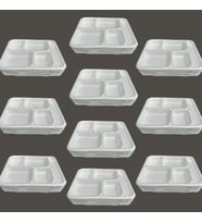 Dağyüce Tek Kullanımlık Köpük 5 Bölmeli Tabldot Köpük Tabak - 26.5x35 Cm. - 10 Adetlik 10 Paket