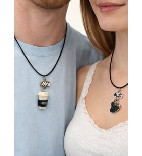 2’li Best Friends Kahve ve Kurabiye Figürlü Unisex Kolye Seti