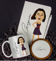 Kişiye Özel Karikatür Tasarım Defter Kalem Kupa Ve Bardak Altlığı Hediye Seti 96247