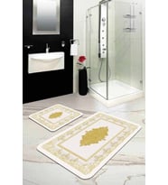 Gold Modern Klasik Banyo Halısı Klozet Paspas Seti BS282