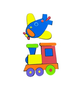 Uçak Ve Tren Eva Duvar Süsü 2'li Set (06)