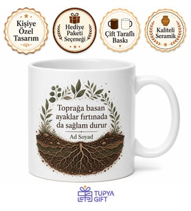 İsimli Toprak Element Temalı Özel Baskılı Kupa Bardak Hediye