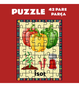 Pazil Bi Kurdî Îsot Biber - Kürtçe Puzzle Yapboz (42 Pare/Parça - A4) (Çok Renkli)
