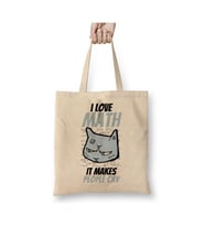 I Love Math Matematik Formül Kedi Beyaz Bez Çanta Uzun Saplı Alışveriş Çantası Plaj Çantası