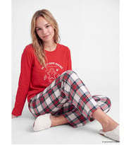 LCW DREAM Yeşil Yılbaşı Temalı Kadın Pijama Takım
