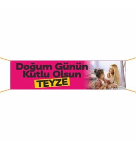 Doğum Günü Pankartı (Teyze) - 21 75x300 cm (Çok Renkli)