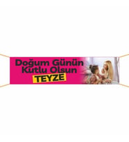 Doğum Günü Pankartı (Teyze) - 21 75x300 cm (Çok Renkli)
