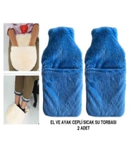 SICAK SU TORBASI 2 ADET,CEPLİ MAVİ PELUŞ TERMOFOR 32,5x17,5cm  1500 ML