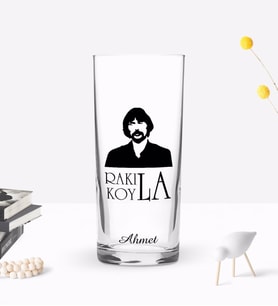 BK Gift Kişiye Özel Renkli Baskılı Rakı Koy La Tasarımlı Rakı Bardağı-1 (Beyaz)