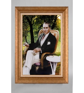 Altın Varaklı Paspartulu Çerçeveli Atatürk Tablo nt1176