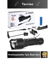 Premium Seri Şarjlı Profesyonellere Özel Üretim Yüksek Aydınlatma Tasarruflu Av Kamp Tüfek Feneri