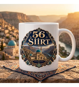Siirt Temalı Memleket Kupası – 56 Siirt Botan Vadisi Tarihi Mimari ve Geleneksel Motifli Premium Baskılı Seramik Kupa