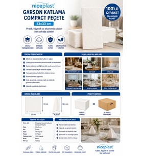 Niceplast Garson Katlama Compact Peçete 33x33 cm 100'lü 12 Paket