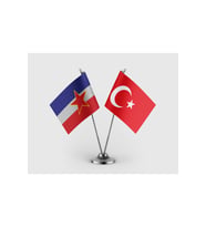 Yugoslavya Bayrağı ve Türkiye Bayrağı İkili Saten Masa Bayrağı Takımı