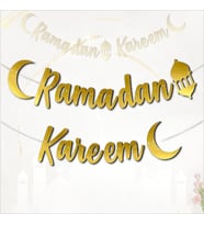 Ramadan Kareem Metalik Altın Banner - 2,1 mt