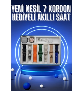 Akıllı Saat 7 Kordon Hediyeli Takvim Alarm Nabız Ölçer Bildirim Görme Sesli Görüşme