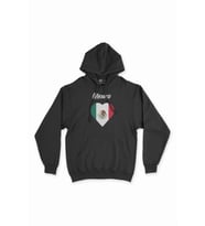 Meksika Bayraklı Kalpli Siyah Sweatshirt Hoodie
