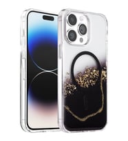 Onegif Apple iPhone 14 Pro Max Lotus Simli Magsafe Kapak - Siyah