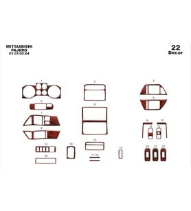 Meriç® Mitsubishi Pajero Ön Torpido Kaplama Maun 22 P. 2001-2004 (Maun)