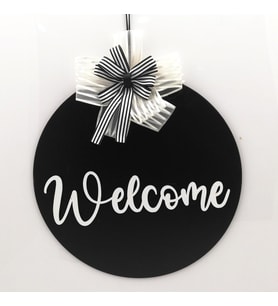 Lora Davet Ahşap Kapı süsü welcome (1 Adet) Siyah - 54233
