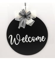 Lora Davet Ahşap Kapı süsü welcome (1 Adet) Siyah - 54233
