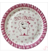 İlk Dişim Karton Tabak, 23cm x 8 Adet - Pembe (STD)