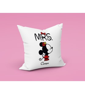 Minnie Mouse Sevgili Çift Tasarımlı Yastık Kişiye Özel