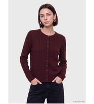LCW Modest Bordo Saç Örgüsü Desenli Kadın Triko Hırka