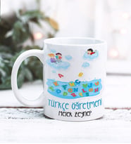 Türkçe Öğretmeni Tasarımlı Kişiye Özel Kupa Bardak (Beyaz)