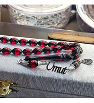 ATEŞ SIKMA KEHRIBAR TESBIH ÖZEL PÜSKÜL TASARIMLI GÜMÜŞ İSİMLİ YENI MODEL YAZILI KUTULU GARANTILI