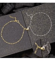 Gümüş Rodyum Gold Çift Kalpli Aşk Bileklik