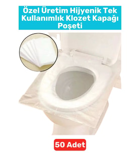 Premium Kompakt Çanta Boy Hijyenik Tam Kaplama Tek Kullanımlık Tuvalet Klozet Kapak Poşeti 50 Adet