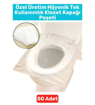 Premium Kompakt Çanta Boy Hijyenik Tam Kaplama Tek Kullanımlık Tuvalet Klozet Kapak Poşeti 50 Adet
